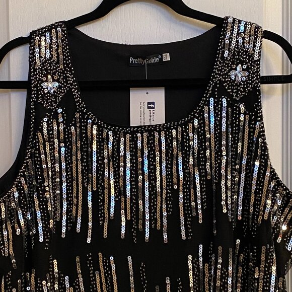 Sequen Beaded Sleeveless Top NWT size XXL Black Silver - Picture 8 of 9